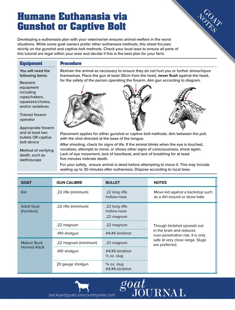 Humane Euthanasia via Gunshot or Captive Bolt Goat Journal